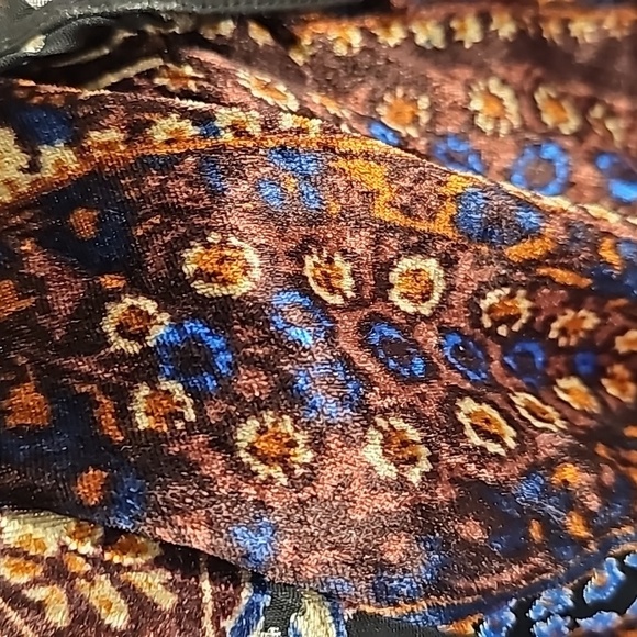 Free People Black & Brown Printed Hands To Hold Front Slit Velvet Maxi Dress-2 - Picture 8 of 12